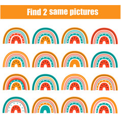 Children Educational Game Find Two Same Pictures