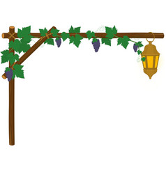 Horizontal Wood Branch Arch Frame With Grape