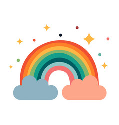 Rainbow And Clouds Flat Icon