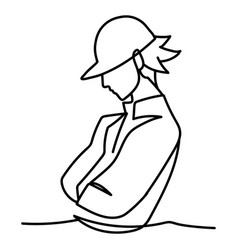 Side View Man With Sport Cap Continuous Line