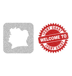 Welcome Scratched Badge And Ivory Coast Map Motion