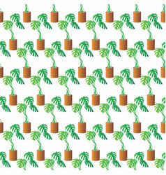 Monstera Plant In Pot Seamless Pattern