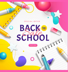 Realistic Back School Sale Background Design