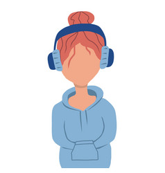 Girl Listens To Music With Headphones