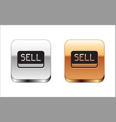 Black Sell Button Icon Isolated On White