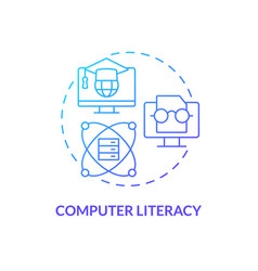 Computer Literacy Blue Gradient Concept Icon