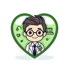 Doctor In Heart Shape - Medical Cartoon