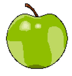 Pixel Icon Proper Nutrition Fruit Green Apple