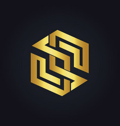Gold abstract shape geometry logo Royalty Free Vector Image
