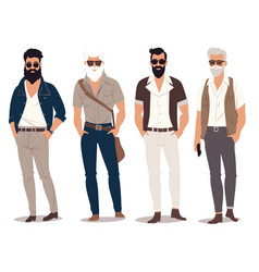 Four Stylish Men In Casual Fashion Standing