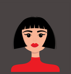 Portrait Of Woman Brunette Bob Cut Hairstyle