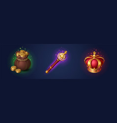 Game Golden Coins Scepter And Crown Props Icons