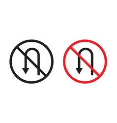 No U Turn Road Sign Icon Set Prohibition