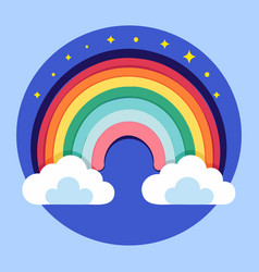 Rainbow With Clouds And Stars