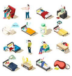 Sleep Disorder Isometric Icons