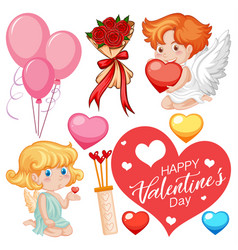 Valentine Theme With Cupid And Hearts