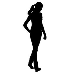 Silhouette Of A Walking Female On A White