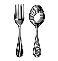 Spoon And Fork Sketch Drawn With A Hand In Dudl