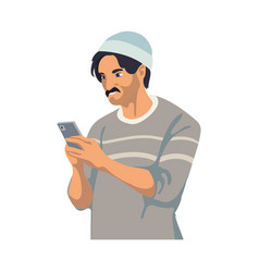 Adult Man Using Smartphone