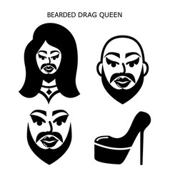 Bearded Drag Queen Icons Set Drag Show Dr