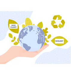 Human Hand Hold Earth Planet Zero Waste