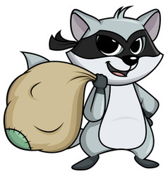 Raccoon Thief Carrying Loot Cartoon Clip Art