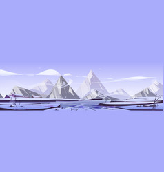 Winter Landscape With Frozen Lake And Mountains