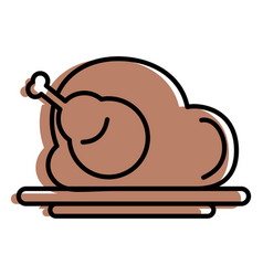 Brown Roast Chicken Turkey Icon Flat