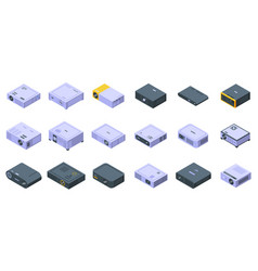 Projector Icons Set Isometric Video Office