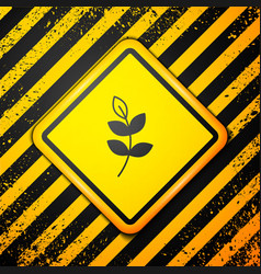 Black Willow Leaf Icon Isolated On Yellow