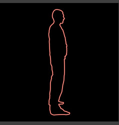 Neon Man Stands Dressed In Work Clothes Overalls