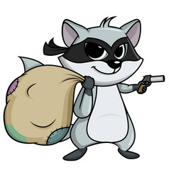 Criminal Raccoon Holding Pistol Cartoon Clip Art