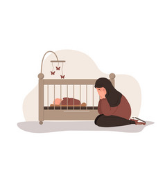 Postpartum Depression Arab Tired Woman Is Sitting