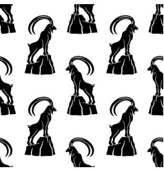 Seamless Pattern With Mountain Goat Ibex