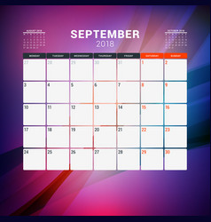 September 2018 Calendar Planner Design Template