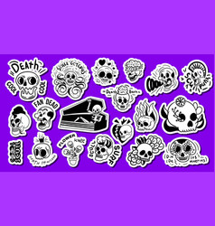 Skull Stickers Black And White Set