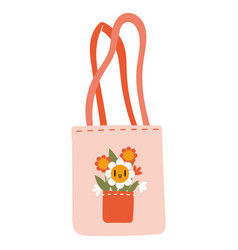 Cute Tote Bag Eco-bag With Flowers Cartoon Style