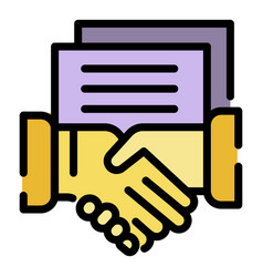 Notary Judge Handshake Icon Color Outline