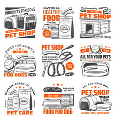 Pet Shop Icons With Dog Care Supplies Animal Food