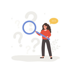 Faq Concept Woman With Magnifying Glass Search