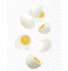 Flying Hard Boiled Eggs Isolated On White