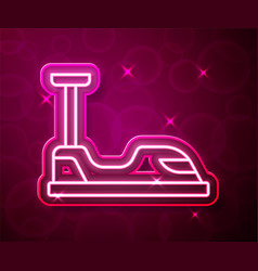 Glowing Neon Line Bumper Car Icon Isolated On Red