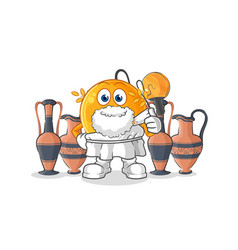 Paddle Ball With Greek Clothing Cartoon Mascot