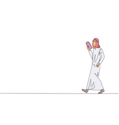 Single Continuous Line Drawing Arab Man Walking