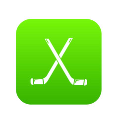 Two Crossed Hockey Sticks Icon Green