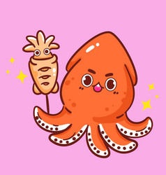 Cute Squid Character Seafood Restaurant Logo