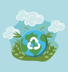 Planet Earth With Renewable Energy Symbol