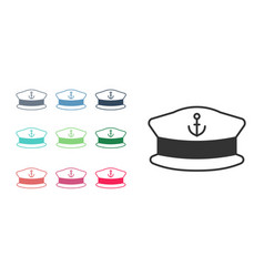 Black Captain Hat Icon Isolated On White