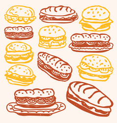 Burger And Sandwich Outline Style