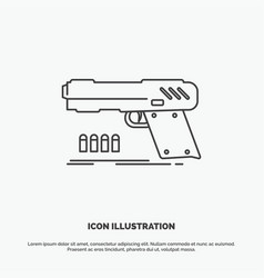 Gun Handgun Pistol Shooter Weapon Icon Line Gray